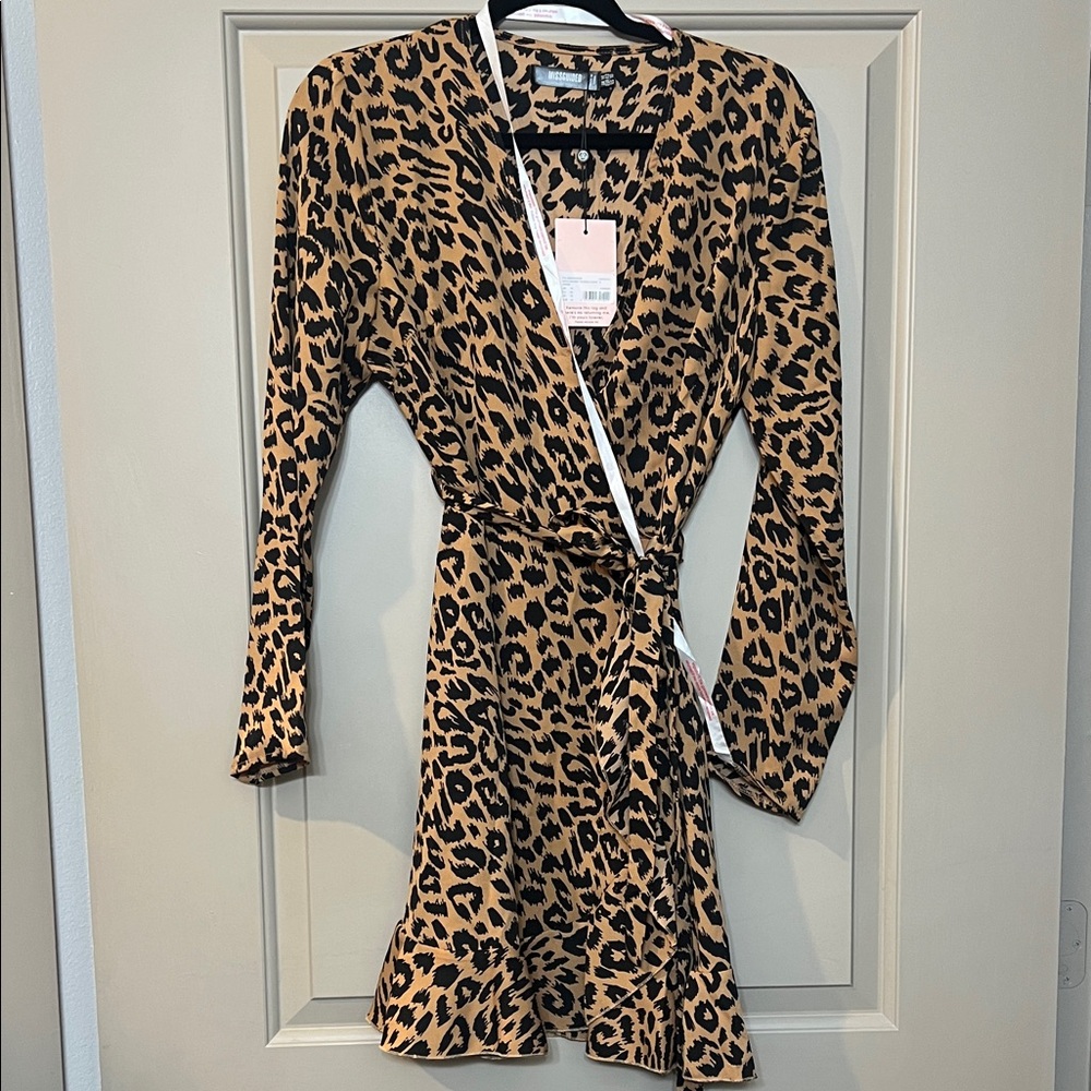 Missguided Animal Print Long Sleeve Dress